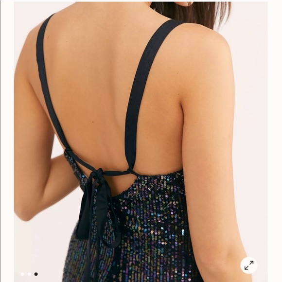 Free People Gold Rush Mini Dress Black Medium - Picture 4 of 4